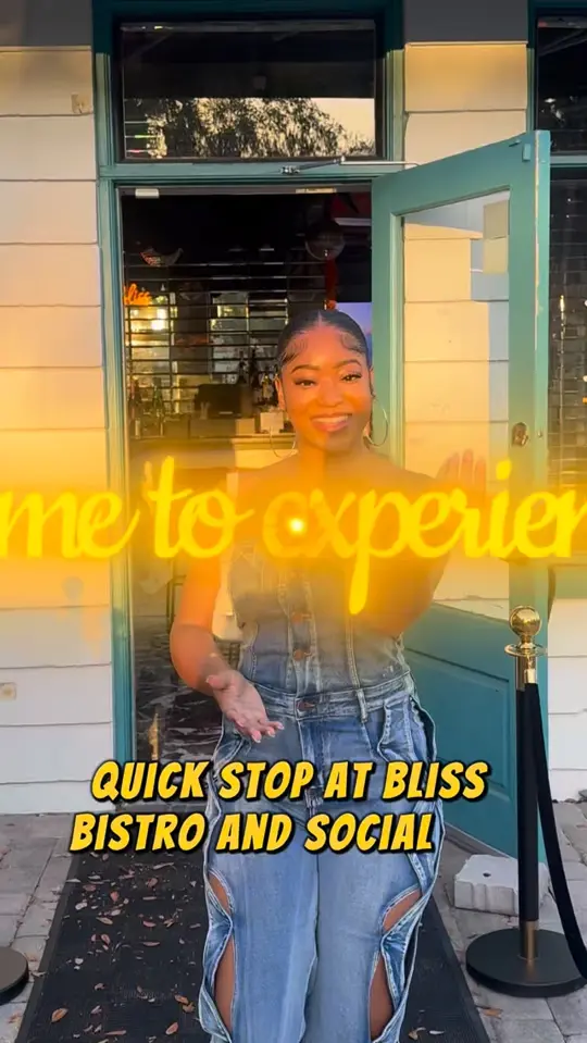 Bliss Bistro & Social in Sanford showing review, visit, good food, cute drinks, hookah, vibe, video by Mella Jay on Facebook