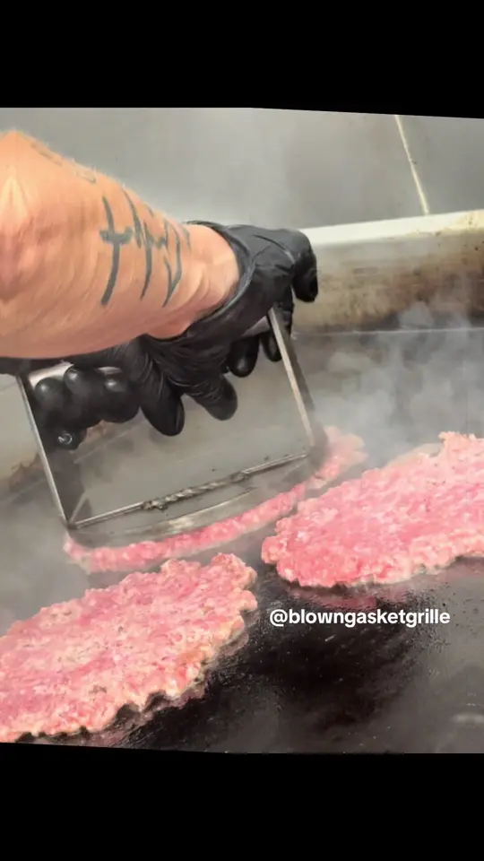 Blown Gasket Grille in Cleveland showing food, smash burgers, hot dogs, chili dogs, fries, onion rings, funnel cakes, fried oreos, fresh lemon shake ups, video by swtsthrncmfrt on TikTok