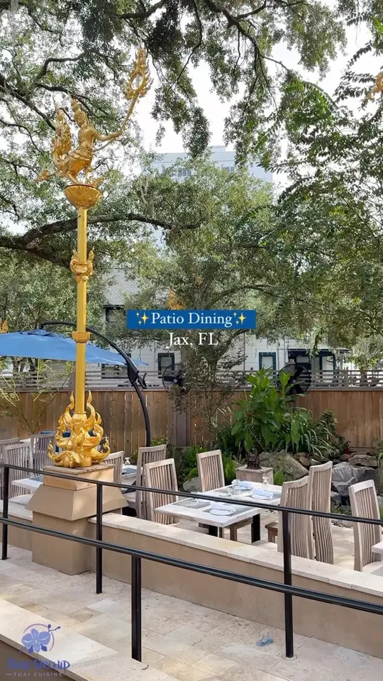 Blue Orchid Thai Cuisine in Jacksonville showing atmosphere, patio, cocktail, video by Blue Orchid Thai Cuisine on Facebook