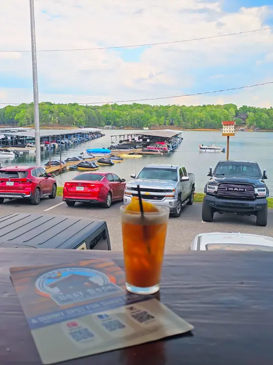 Boat Dock Bar & Grill in Blue Ridge showing review, visit, atmosphere, food, drinks, video by visitblueridgega on TikTok