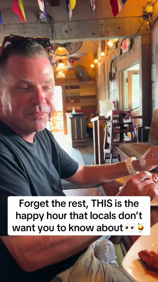 Boat House Bar & Grill in Key West showing happy hour, seafood, drinks, bar atmosphere, video by keywestshawn on TikTok