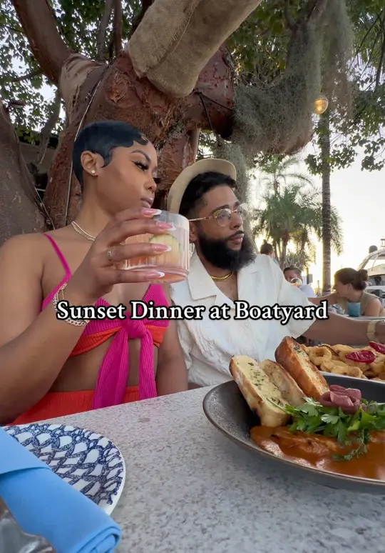 Boatyard in Fort Lauderdale showing review, visit, sunset vibes, views, food, drinks, video by jaelroumain on TikTok