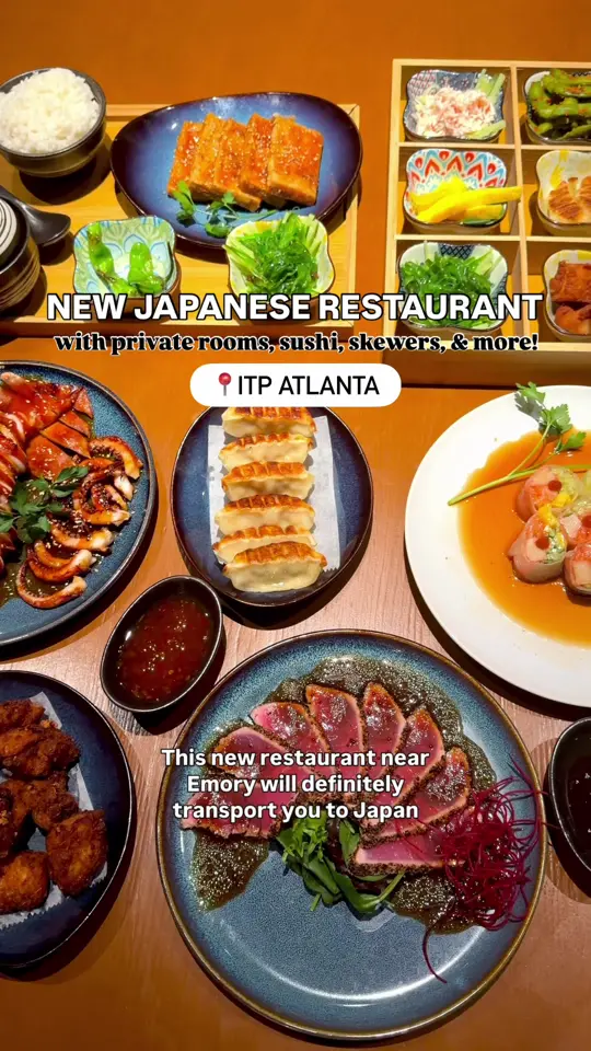Bobo Izakaya in Atlanta showing restaurant visit, sushi, skewers, taiyaki, appetizer sampler, video by atldessertguide on TikTok