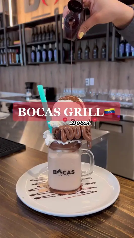Bocas Grill Doral in Doral showing arepas, milkshakes, video by miamifoodiez on TikTok