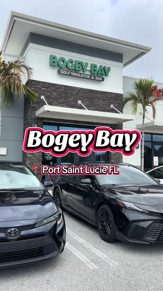 Bogey Bay LLC in Port St. Lucie showing indoor golf, bar, video by mamaeatsworld on TikTok