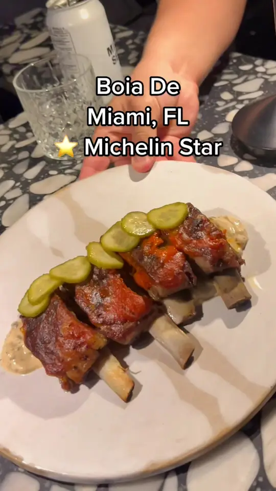 Boia De in Miami showing lamb ribs, restaurant review, video by highspeeddining on TikTok