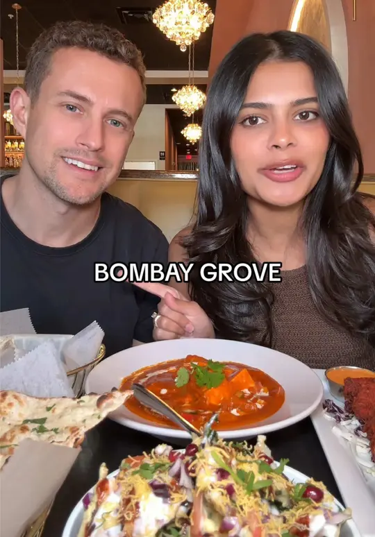 Bombay Grove Indian Kitchen + Bar in Boca Raton showing review, happy hour, cocktails, appetizers, brunch, buffet, video by priyaandkevineat on TikTok