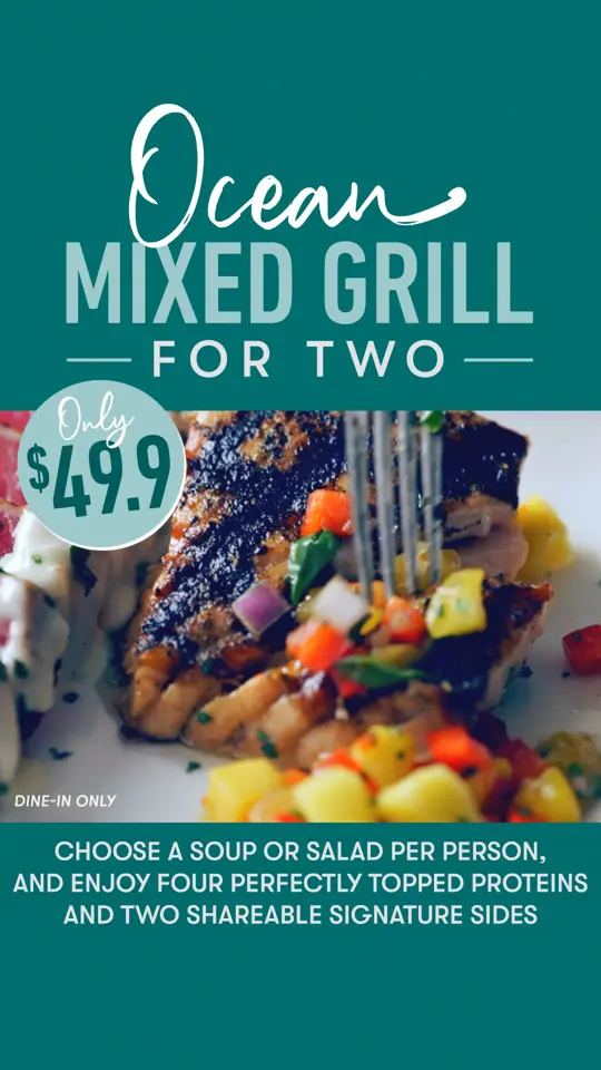 Bonefish Grill in Cape Coral showing food, ocean mixed grill, video by Bonefish Grill on Facebook