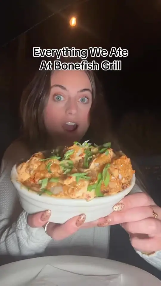 Bonefish Grill in Clearwater showing food review, bonefish grill visit, video by Sarah Margaret Eats on Facebook
