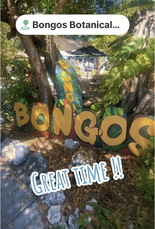 Bongo's Botanical Beer Garden and Cafe in Marathon showing visit, beer garden, food, video by therealneo305 on TikTok