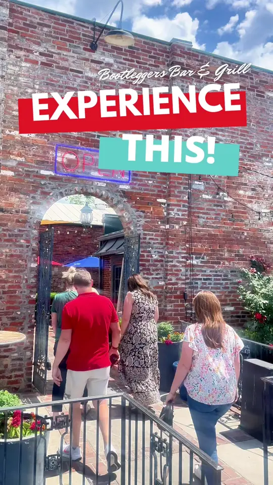 Bootleggers Bar & Grill in Augusta showing burger, beer, live music, wings, tacos, video by visitaugusta on TikTok