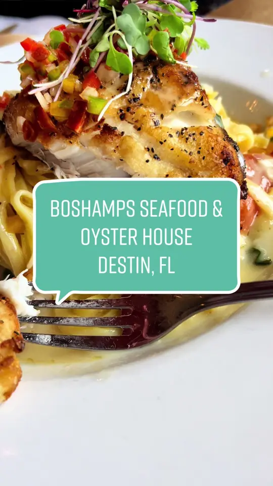 Boshamps Seafood And Oyster House in Destin showing restaurant review, visit, seafood, oyster house, video by tippy_tipperton on TikTok