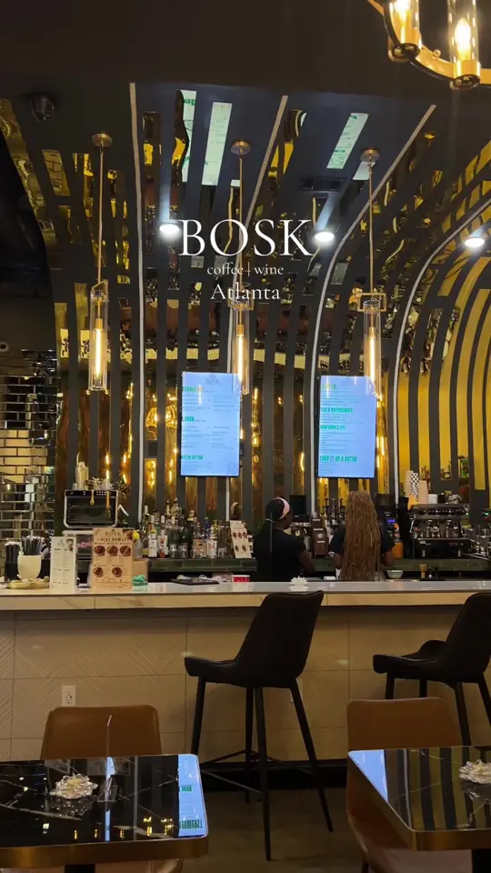 BOSK Coffee Wine & Tapas in Atlanta showing coffee, sweet potato chicken biscuit, video by diningkaytl on TikTok
