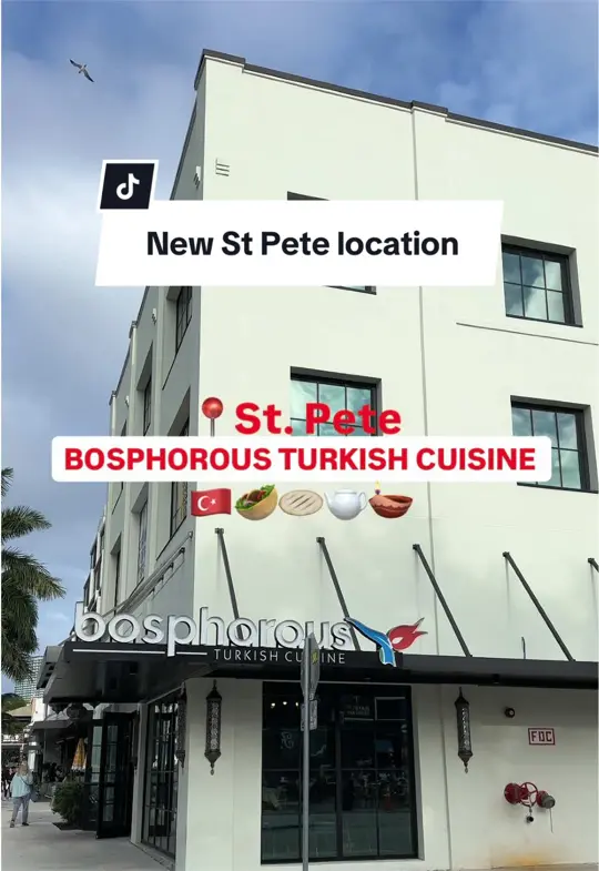 Bosphorous Turkish Cuisine - South Tampa in Tampa showing restaurant visit, mezze spread, hummus, lahmacun, kebabs, turkish martini, pistachio baklava, video by stufftodointb on TikTok