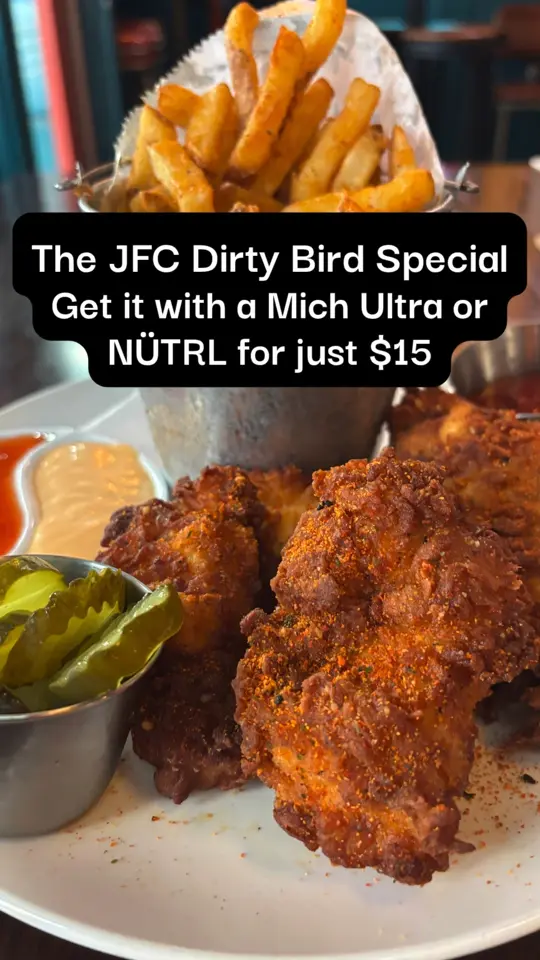 Bottle Rocket Fine Food and Beverage in Atlanta showing food, jfc dirty bird, drink, mich ultra aluminum bottle, drink, nütrl, video by Bottle Rocket ATL on Facebook
