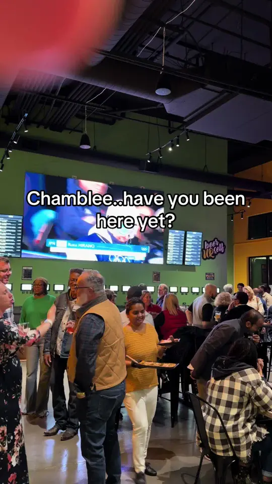 Brews & Hops Taproom in Chamblee showing self-pour beer, wine, garlic parm wings, tandoori flatbreads, indian fusion bites, chamblee open container district, video by brewsandhops on TikTok