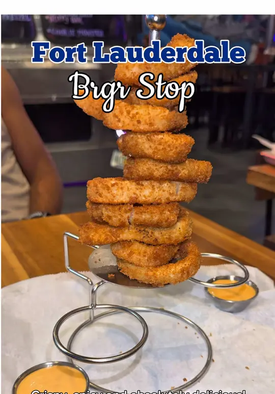 BRGR STOP COCONUT CREEK in Coconut Creek showing food, peanut butter jelly time burger, wingman burger, habanero pineapple wings, mexican street corn, onion ring tower, loaded tots, video by ms.soflo on TikTok