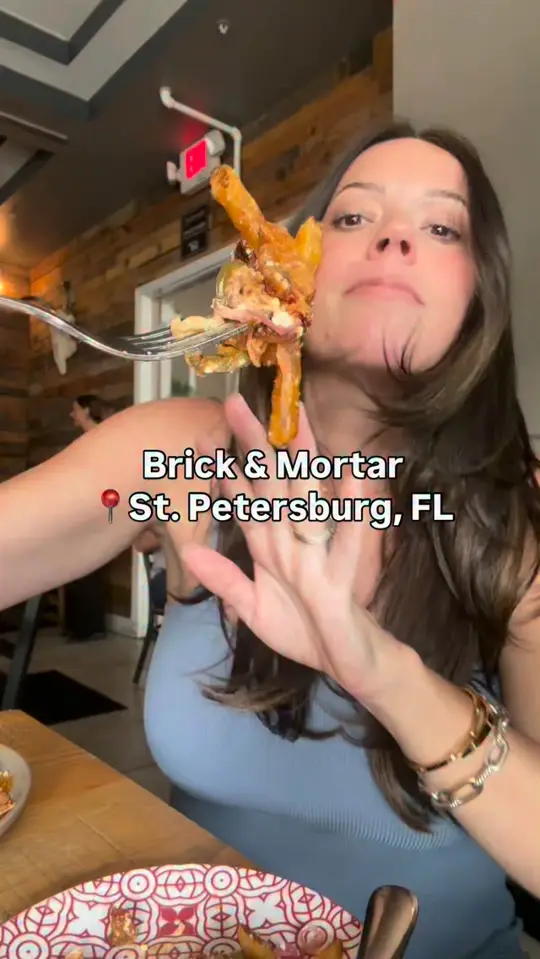 Brick & Mortar in St. Petersburg showing food review, mukbang, video by Eatdrinkandbemandy on Facebook