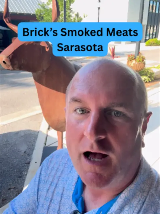 Brick's Smoked Meats in Sarasota showing restaurant visit, barbecue, smoked meats, downtown atmosphere, video by peter.leman8 on TikTok