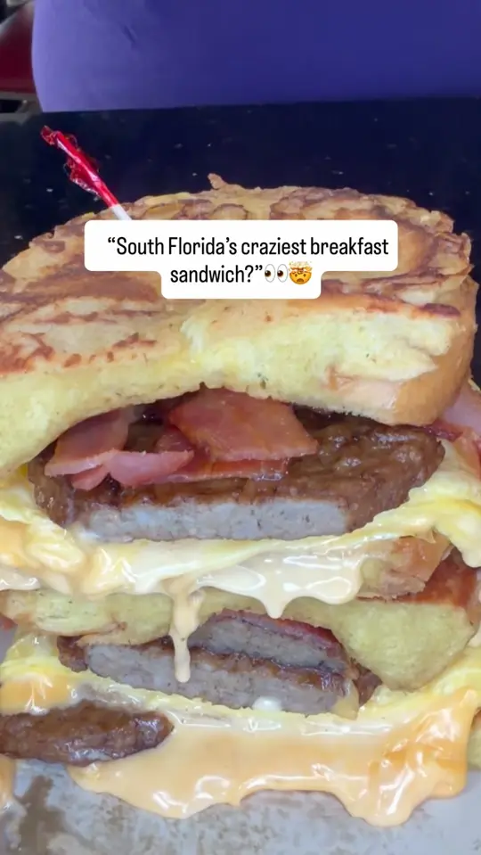  in Florida showing food, hangover breakfast sandwich, video by Josh Eats FL on Facebook