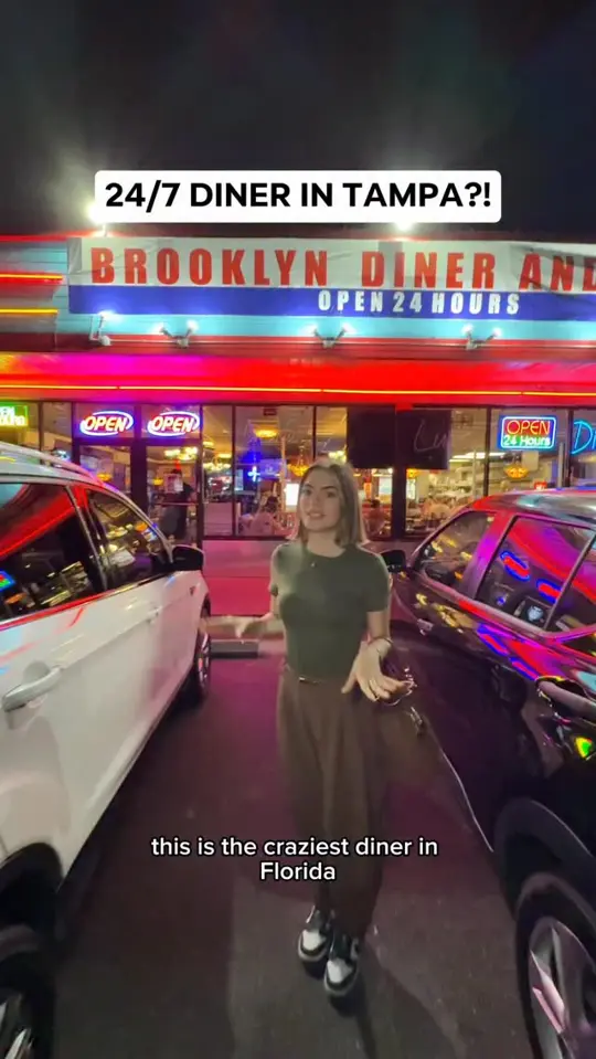 Brooklyn Diner and Pizza in Tampa showing diner, pizza, video by Food By Tiana on Facebook