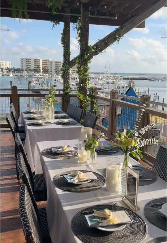 Brotula's Seafood House & Steamer in Destin showing waterfront dining, beach vibes, seafood lover, video by brotulasontheharbor on TikTok