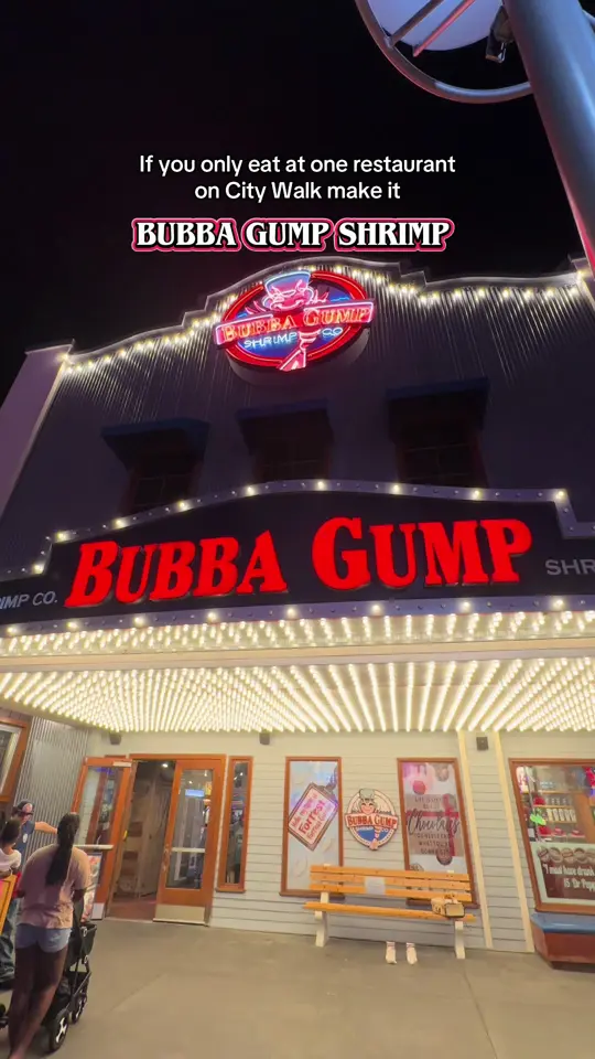 Bubba Gump Shrimp Co. in Orlando showing visit, restaurant, video by amidlifetravelcrisis on TikTok