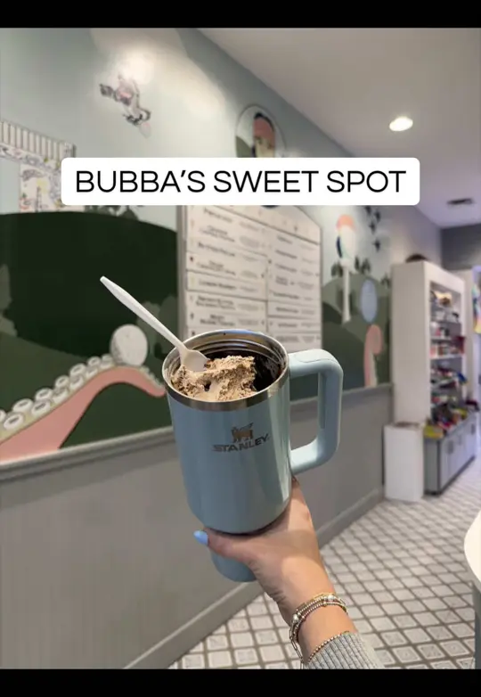 Bubba's 33 in Pensacola showing ice cream, $12 deal for 4 scoops in tumbler, video by lindsie.carter on TikTok