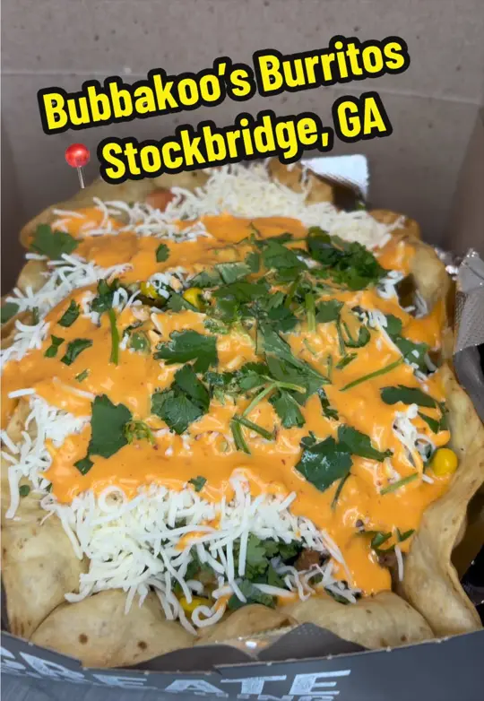 Bubbakoo's Burritos in Stockbridge showing food, taco salad, video by cookandinewithme on TikTok