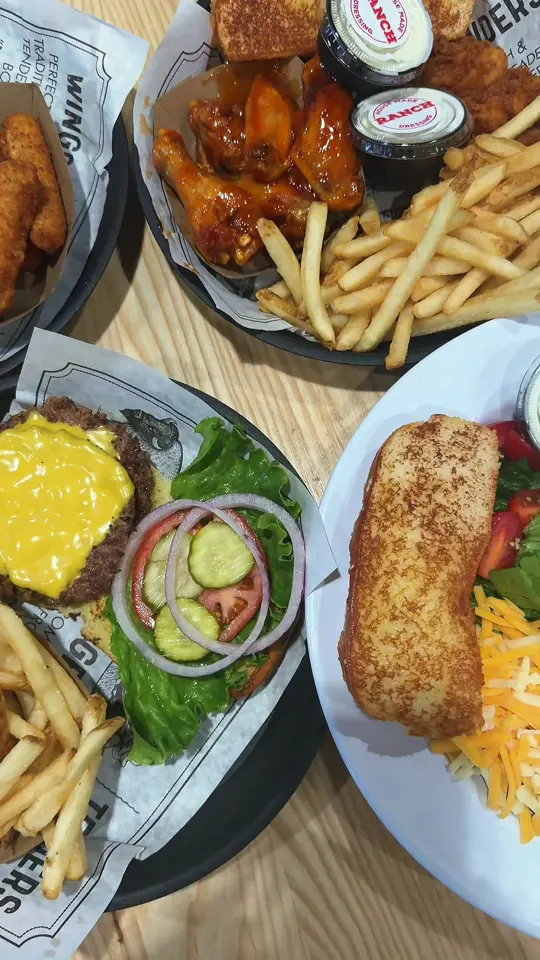 Buffalo Luke's in Martinez showing burgers, wings, video by sagequeen1111 on TikTok