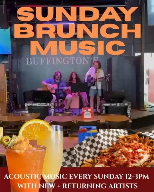 Buffington's in Milledgeville showing live music, brunch burger, hash brown basket, video by BUFFINGTONS on Facebook