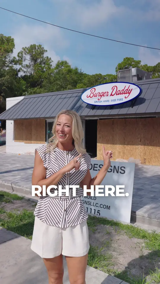 Burger Daddy in Stuart showing restaurant, new location opening, interior design, patio, kids area, local business partnership, video by nikkilbaker on TikTok