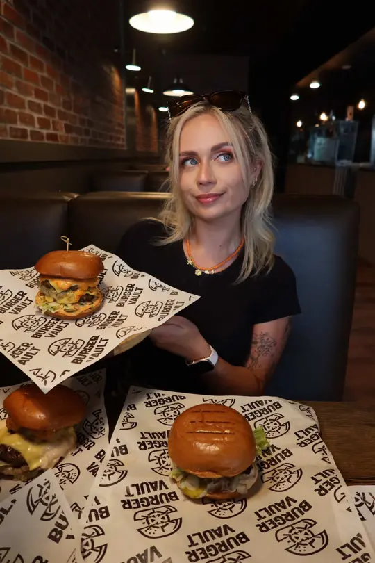 Burger Vault - Orlando in Altamonte Springs showing halal burger, volcano burger, pistachio shake, video by katelynxoxoo on TikTok