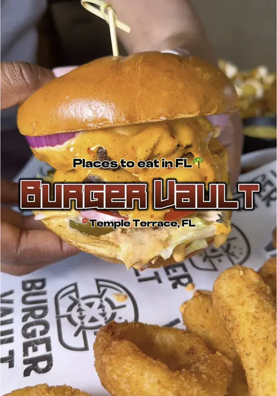 Burger Vault - Tampa in Temple Terrace showing burger, variety of burgers, video by kaymarie023 on TikTok