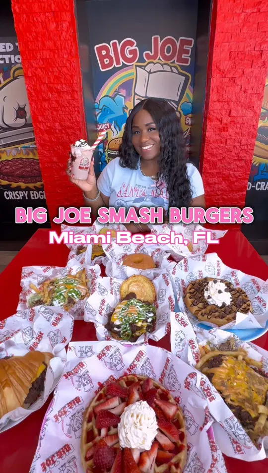 Burgers & Shakes in Miami Beach showing review, smash burger, waffle, shake, video by ashleydesires on TikTok