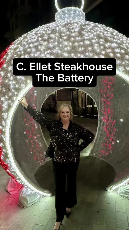 C. Ellet's Steakhouse in Atlanta showing dinner, drinks, charbroiled oysters, filet oscar, pork chop, video by chicagogirlsouthernworld on TikTok