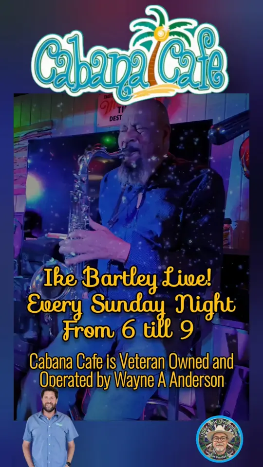 Cabana Cafe in Miramar Beach showing live music, ike bartley performing, video by Cabana Cafe on Facebook