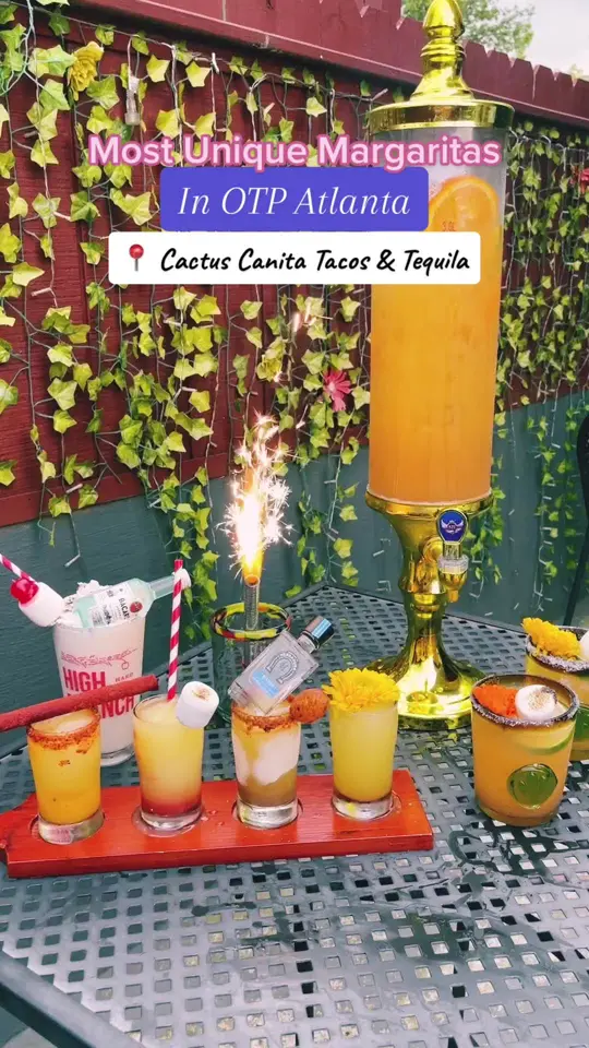 Cactus Cantina Tacos & Tequila Bar in Alpharetta showing cocktail, margarita, video by atlfoodies on TikTok
