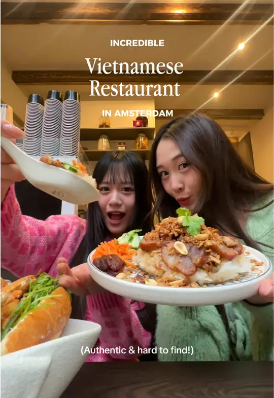 Cafe Bonjour in Miami Beach showing restaurant visit, bun bo hue, xoi man, bun ca, banh mi, egg coffee, coconut coffee, video by amsterdamsdiary on TikTok