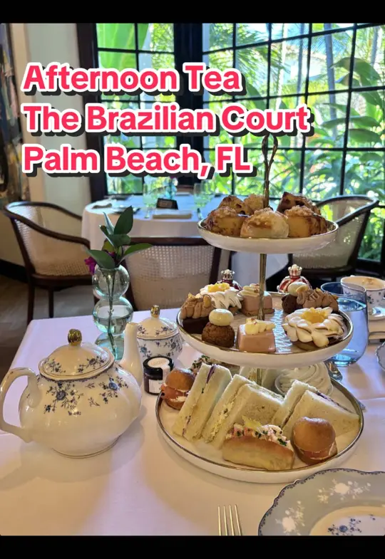 Cafe Boulud in Palm Beach showing afternoon tea, french cuisine, video by destinationteadt on TikTok