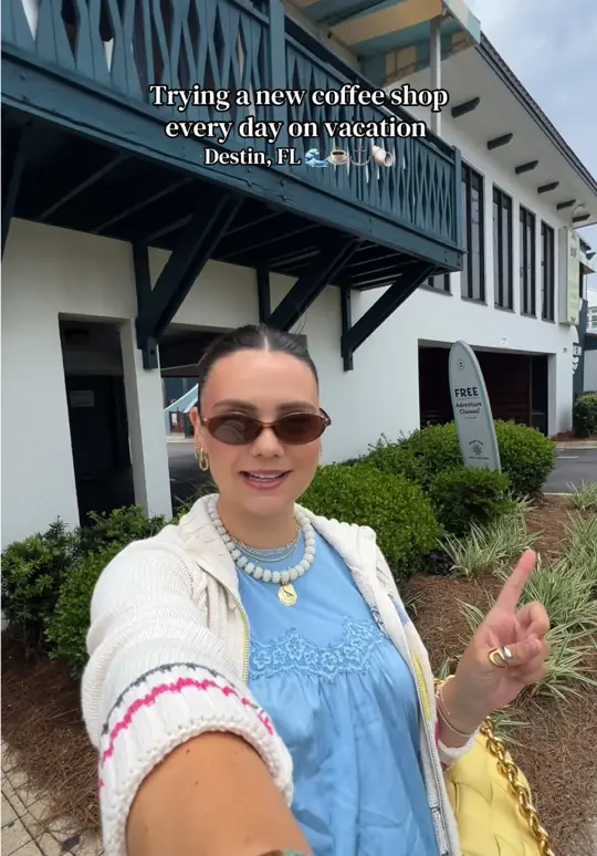 Cafe Destin in Destin showing review, visit, coffee, video by emma.kay.brown on TikTok