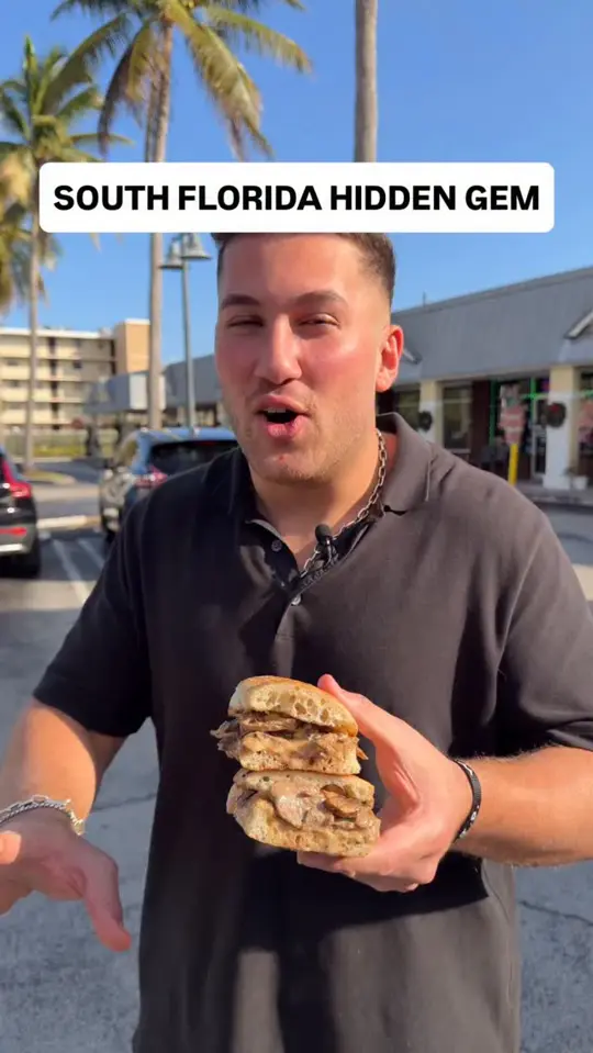 Cafe Frankie's in Boynton Beach showing cheesesteak, pizza, italian food, video by Mikeiseating on Facebook