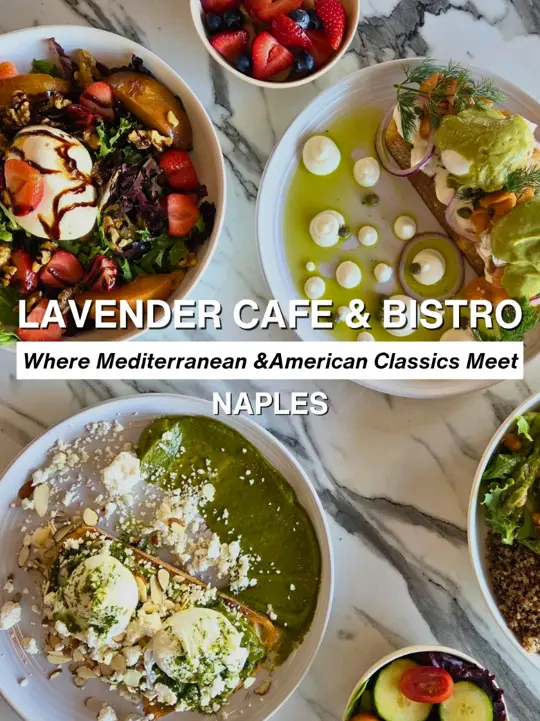 Cafe in Naples showing review, visit, atmosphere, lavender theme, instagram-worthy, video by swflfoodjunkie on TikTok