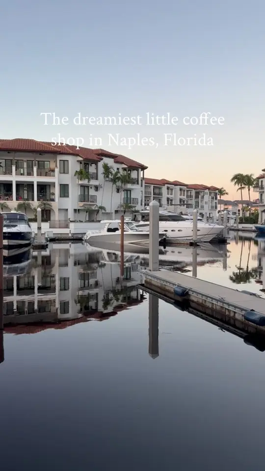 Cafe on the Bay in Naples showing review, visit, coffee, signature latte, pastry, atmosphere, video by Nathan Lorenz on Facebook