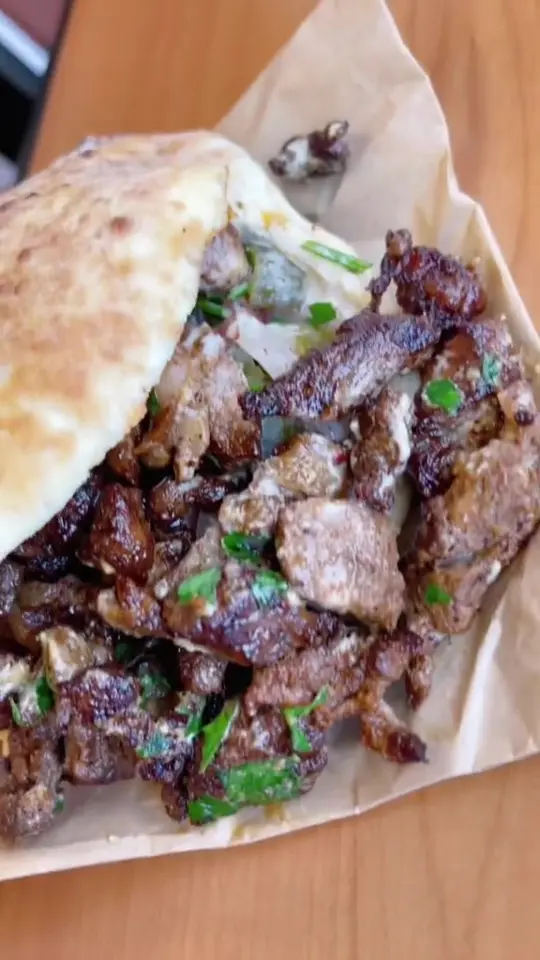 Cafe Sababa - Mediterranean Grill in Dunwoody showing food review, falafel, ribeye pita, video by Grub with Greg on Facebook