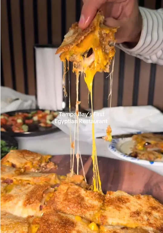 Cairo Cravings in Temple Terrace showing restaurant, halal food, egyptian cuisine, feteer, kushari, fattah, kofta, video by tampaiman on TikTok