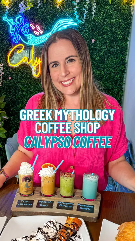 Calypso Coffee Bar in Apopka showing review, visit, coffee flight, specialty coffee drinks, breakfast, lunch, video by sunshineandkeylimeblog on TikTok