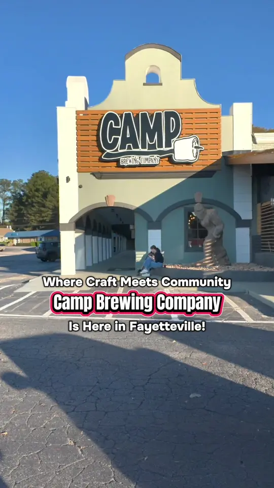 Camp Brewing Company in Fayetteville showing visit, craft beer, atmosphere, grand opening, video by erikasoldit on TikTok