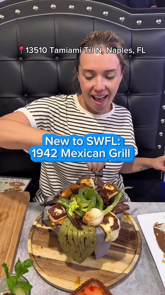  in Florida showing restaurant, mexican food, jalisco specialties, ambiance, inside seating, outside seating, full bar, video by loveswfl on TikTok