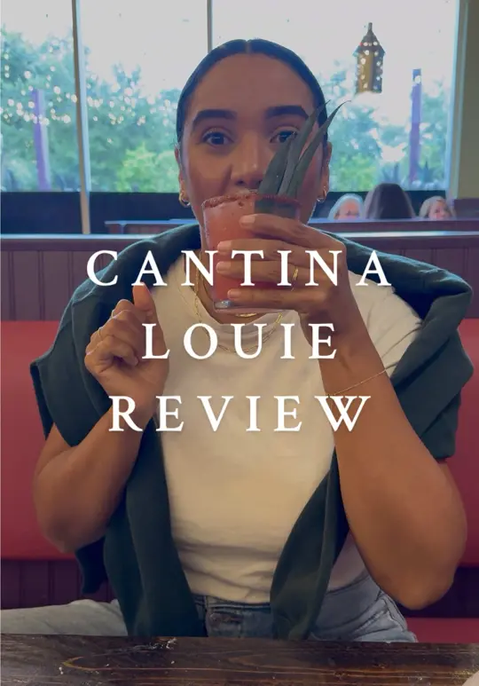 Cantina Louie in Jacksonville showing cocktail, quest-steak tacos, video by bree_nix on TikTok